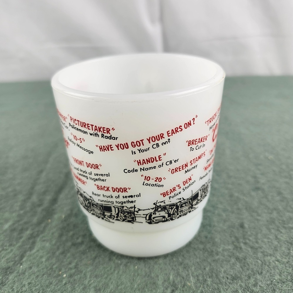 Vintage Fire King, CB'er‎ Trucker Milk Glass Mug Coffee Cup USA Anchor Hocking - Picture 3 of 6